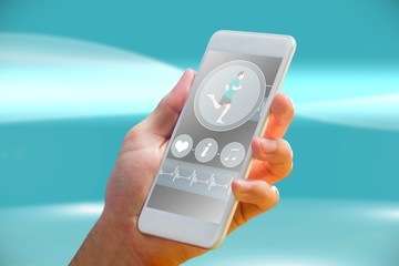 Aufkleber - Composite image of hand holding smartphone