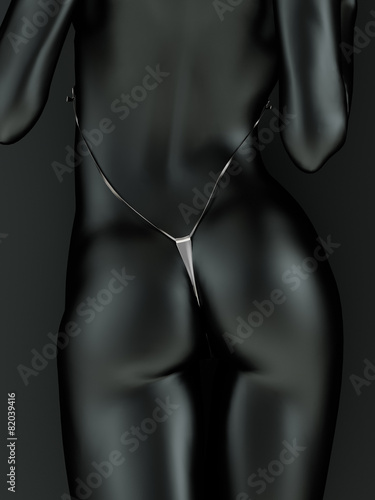 Fototapeta Black and white metallic body art