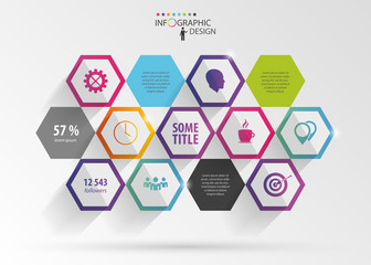 Abstract modern hexagonal infographic. 3d digital illustration