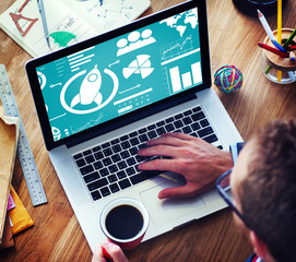 Wall Mural - new business chart innovation teamwork global business concept