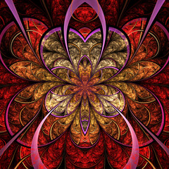 Wall Mural - fiery fractal flower, digital artwork