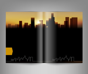 vector template print edition of the magazine with night city