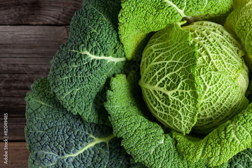 Photographie Savoy cabbage superfood. Top view