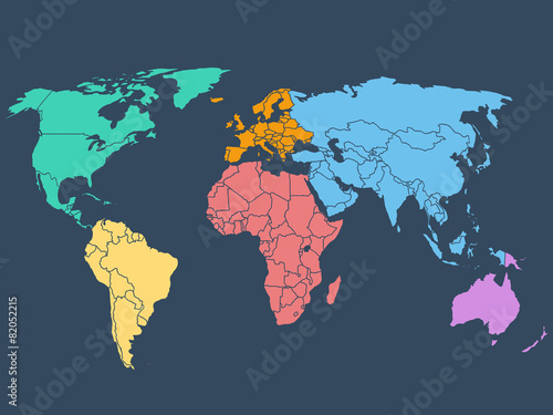 Cuadros en Lienzo Mapa del mundo ilustración, el vector stock