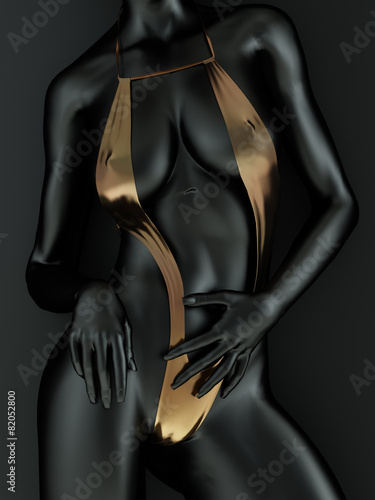Fototapeta Woman wearing a gold bikini