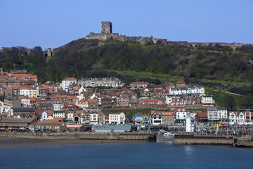 Wall Mural - Scarborough Castle - Town and Harbor