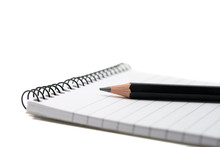 Black Pencil With Notepad Isolated On White