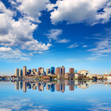 Boston Skyline With River Sunlight Massachusetts