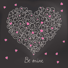 Wall Mural - Greeting card with floral heart shape. Be mine sign