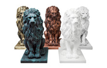 Five Concrete Sculptures Of Lions.