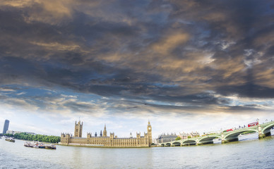 Wall Mural - Westminsyer palace and bridge with beautiful sky