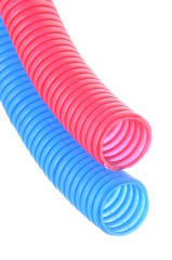 Wall Mural - Red and blue plastic corrugated pipe 