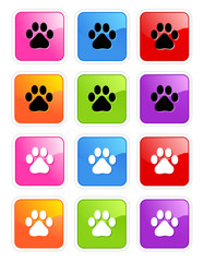 Wall Mural - Paw prints web icon collection