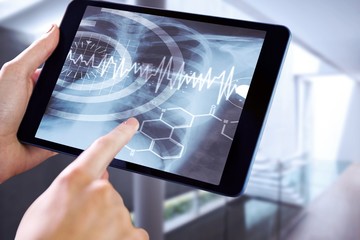 Aufkleber - Composite image of man using tablet pc
