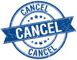 cancel grunge retro blue isolated ribbon stamp