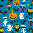 Jolly Halloween Monsters Seamless Pattern Background