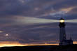 © Pete Saloutos/Blend Images - Lighthouse shining against cloudy sky