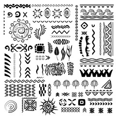 Hand-drawn vector line border set and design element