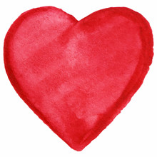 Watercolor Red Heart Isolated