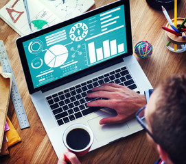Wall Mural - bar graph chart data information infographic report concept