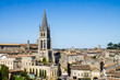 The bell tower of the monolithic church in Saint Emilion, near B