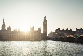  Big Ben and Westminster at sunset, London, UK