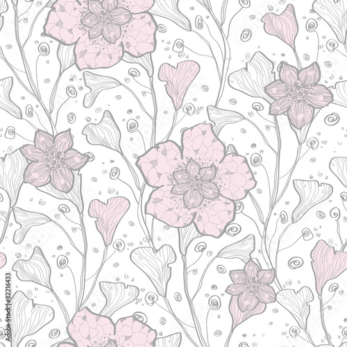 Naklejka - mata magnetyczna na lodówkę Vector magical lace flowers seamless pattern background