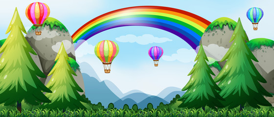 Wall Mural - Rainbow and balloons