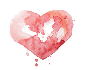 Wall Mural - watercolor aquarelle hand drawn colorful red heart art color