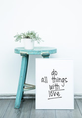 Wall Mural - Poster DO THINGS WITH LOVE. Hipster scandinavian style room