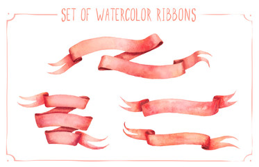 Set of watercolor ribbons