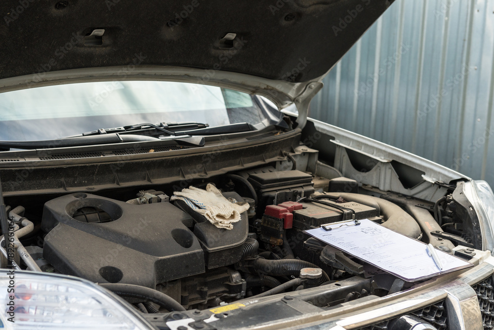 Check list in the engine compartment Stock Photo | Adobe Stock