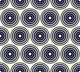 Leinwandbilder - Concentric dark blue-black circles on yellow. Repeatable pattern