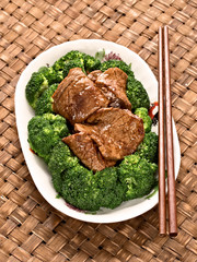 Canvas Print - american chinese beef and broccoli