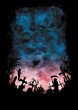 Horror background with skies like a skulls and a cemetery