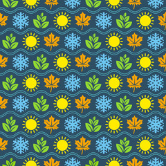 Wall Mural - Seamless wallpaper pattern with seasons icons
