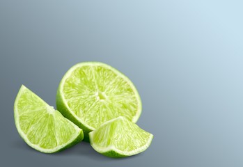 Poster - Lemon. Collection Fresh lime and slice, Isolated on white