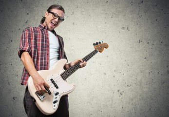 Sticker - Art. Rock musician is playing electrical guitar.