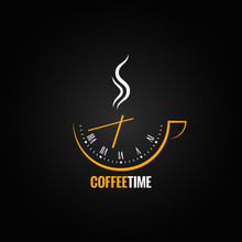 Coffee Cup Clock Time Concept Background