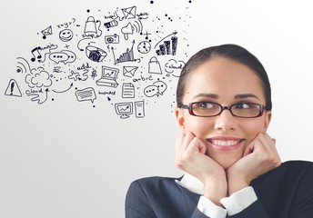 Sticker - Glasses. Close-up of a confident young businesswoman