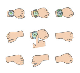 hands with smartwatch icons