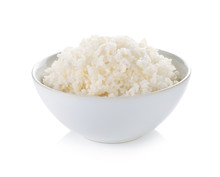 Rice In A Bowl On White Background