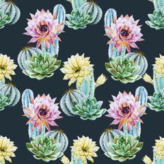 Wall Mural - Watercolor cactus pattern