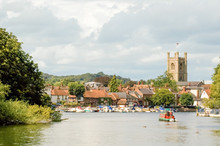 River View Of The Tourist Town Of Henley-on-Thames, UK