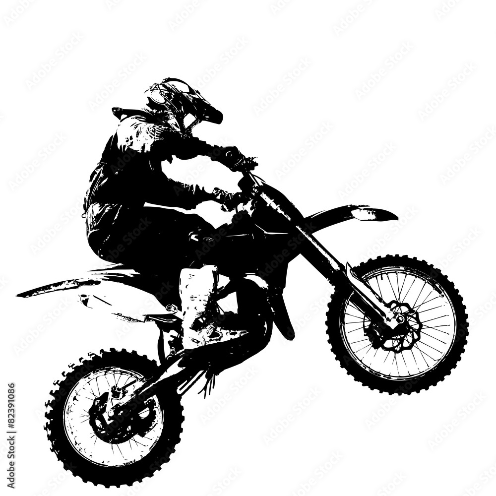 Rider participates motocross championship.  Vector illustration. - obrazy, fototapety, plakaty 