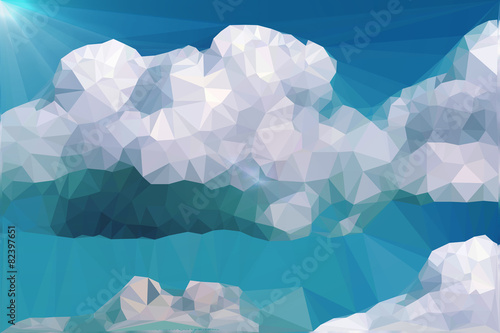 Tapeta ścienna na wymiar Clouds and Mountains Polygon Style