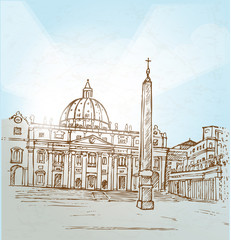 vatican city  background hand draw