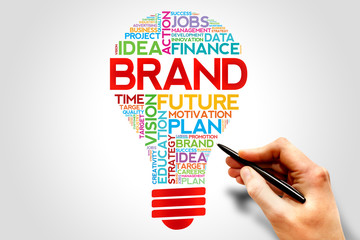 Wall Mural - BRAND bulb word cloud, business concept