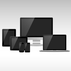 Wall Mural - computers, tablets & phones with black screens