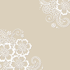 Canvas Print - Flower vector ornament corner